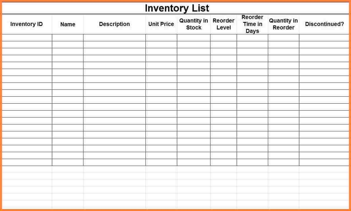 Printable Small Business Inventory Spreadsheet Template - Printable