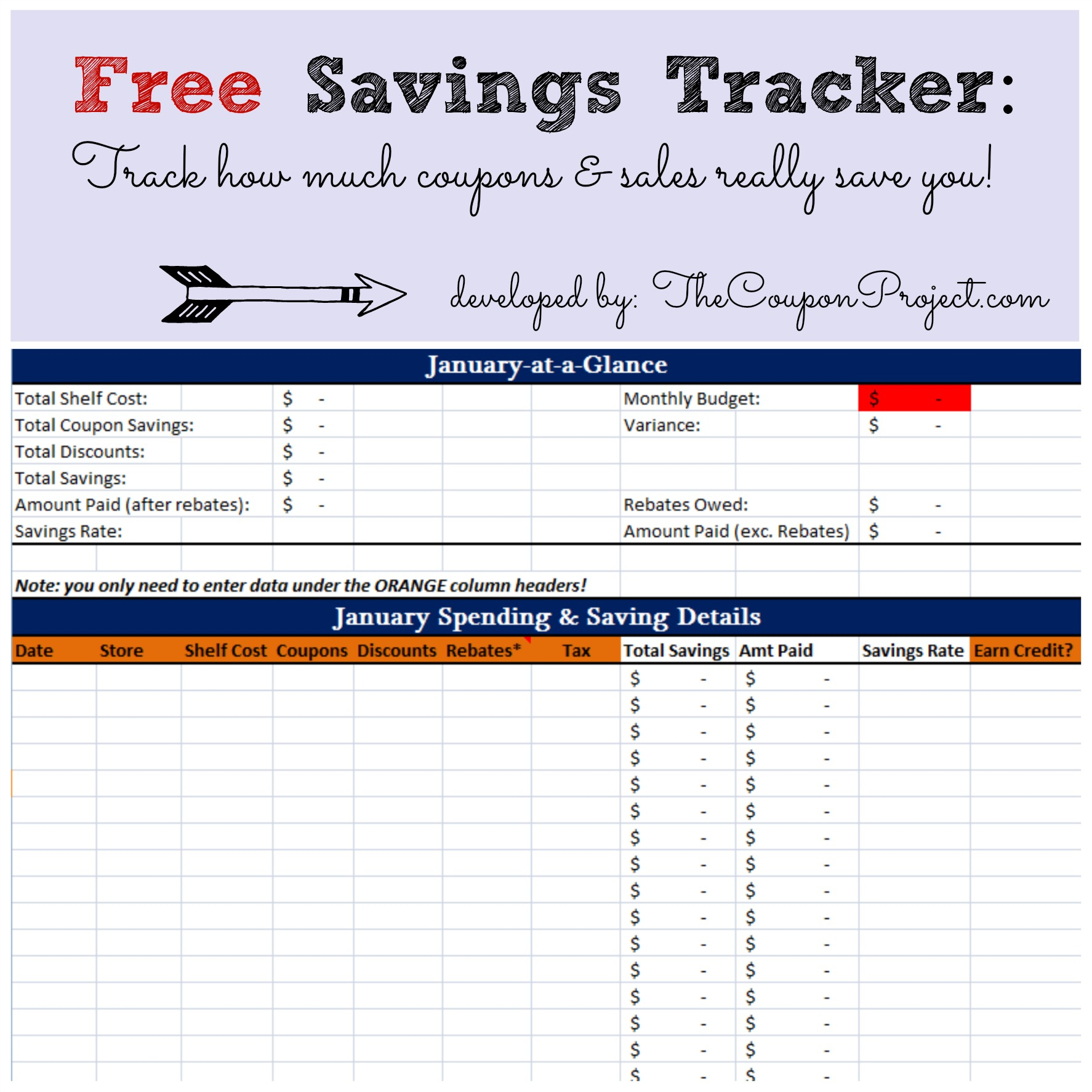 Free Coupon Organizer Spreadsheet Pertaining To Free Savings Tracker  Free Download