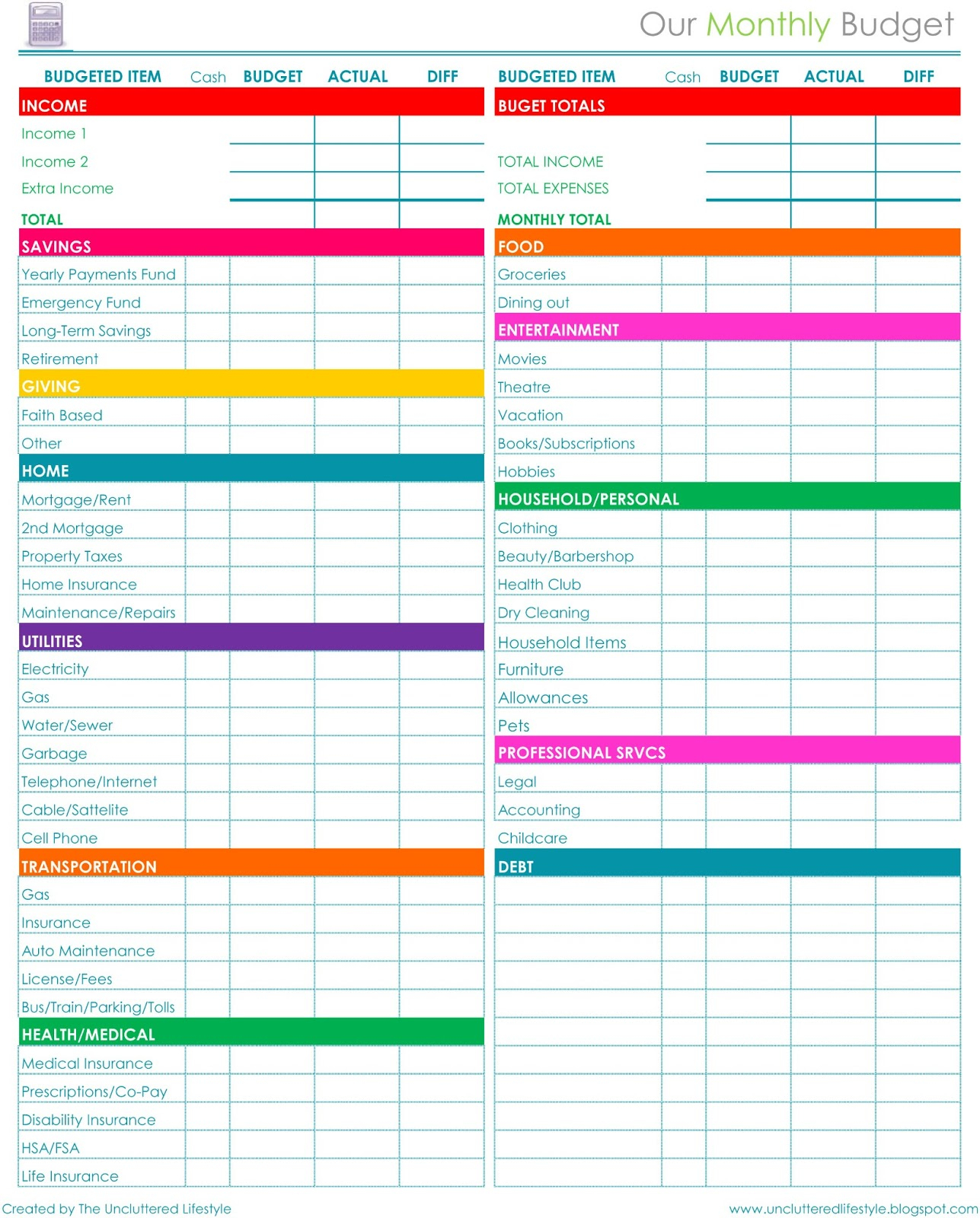 Free Download Household Budget Spreadsheet —