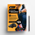 Free Driving Instructor Accounts Spreadsheet inside Free Driving School Poster  Rack Card Template  Psd, Ai  Vector
