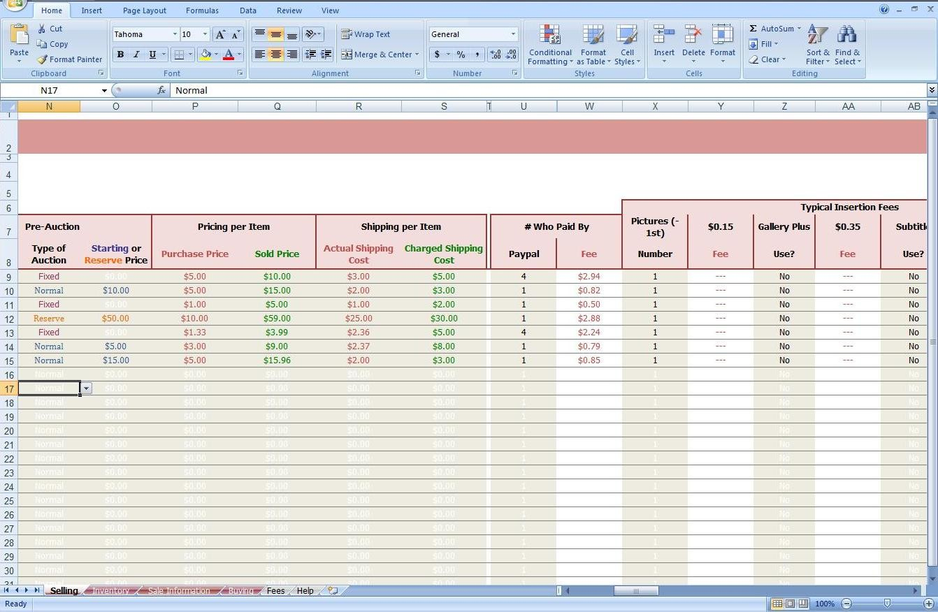 Free Ebay Inventory Spreadsheet Template Regarding Antique Inventory