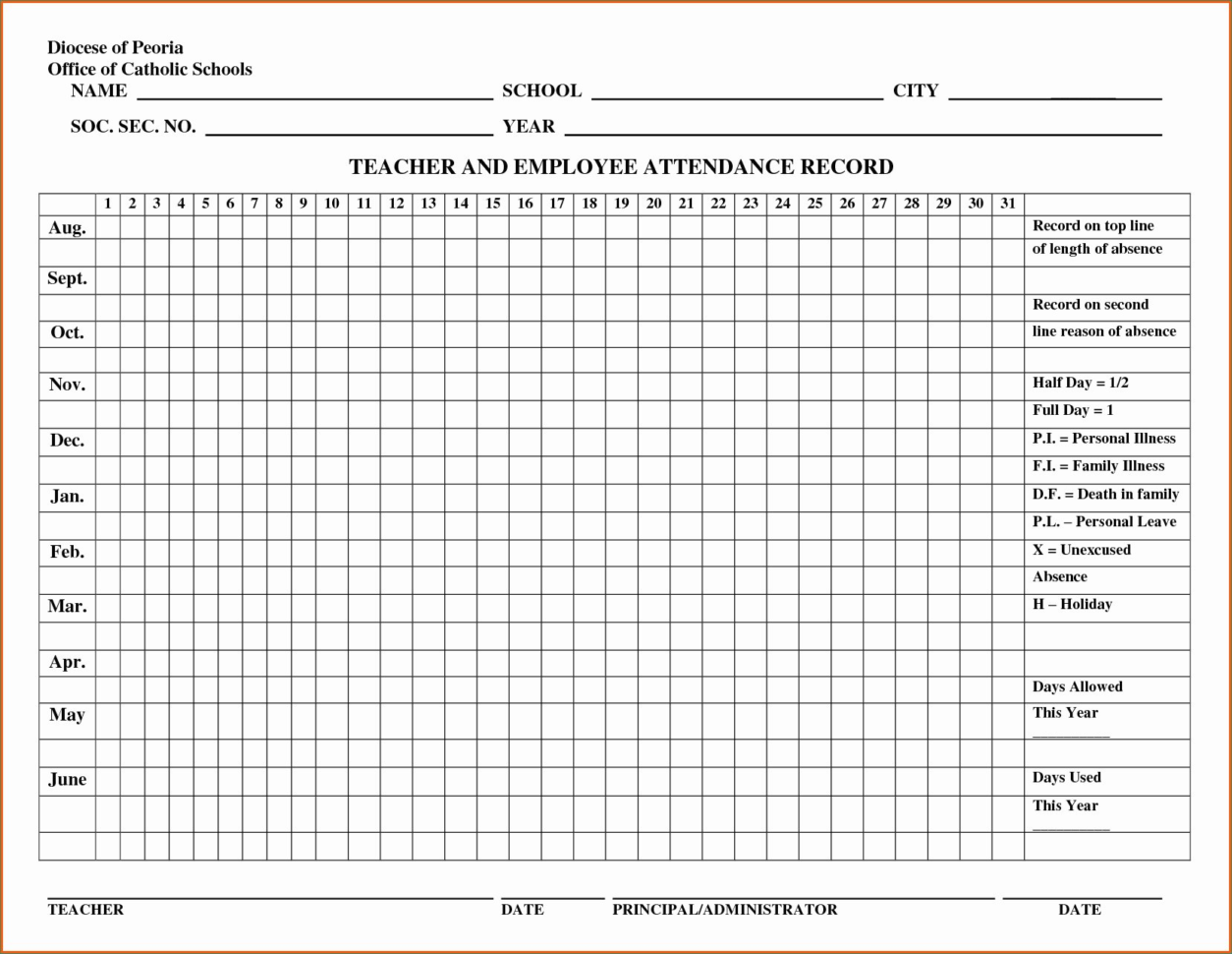 Free Employee Attendance Tracking Spreadsheet Throughout Employee Attendance Records Briliant Employee Attendance Record