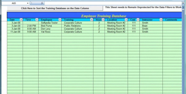 Free Employee Training Tracker Excel Spreadsheet Spreadsheet Downloa ...