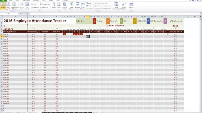 Free Employee Vacation Tracking Spreadsheet Template — Db 2828