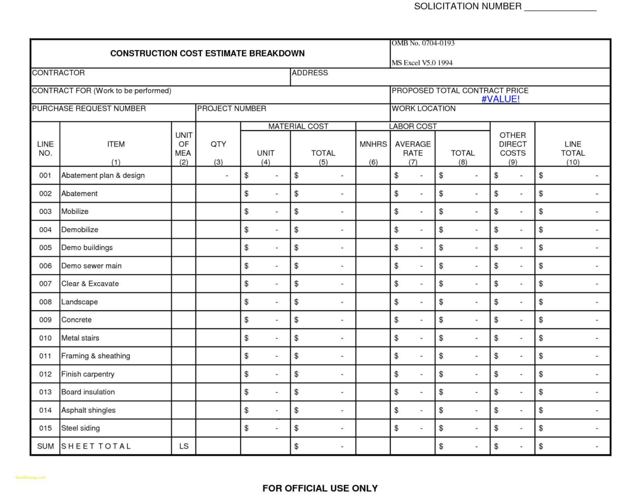 Free Estimating Spreadsheet Throughout Free Estimating Spreadsheet As ...