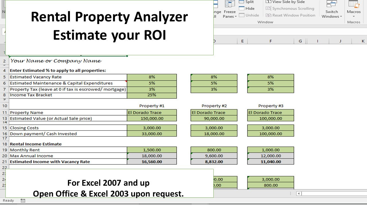 Free Excel Property Investment Analysis Spreadsheet Template Db excel