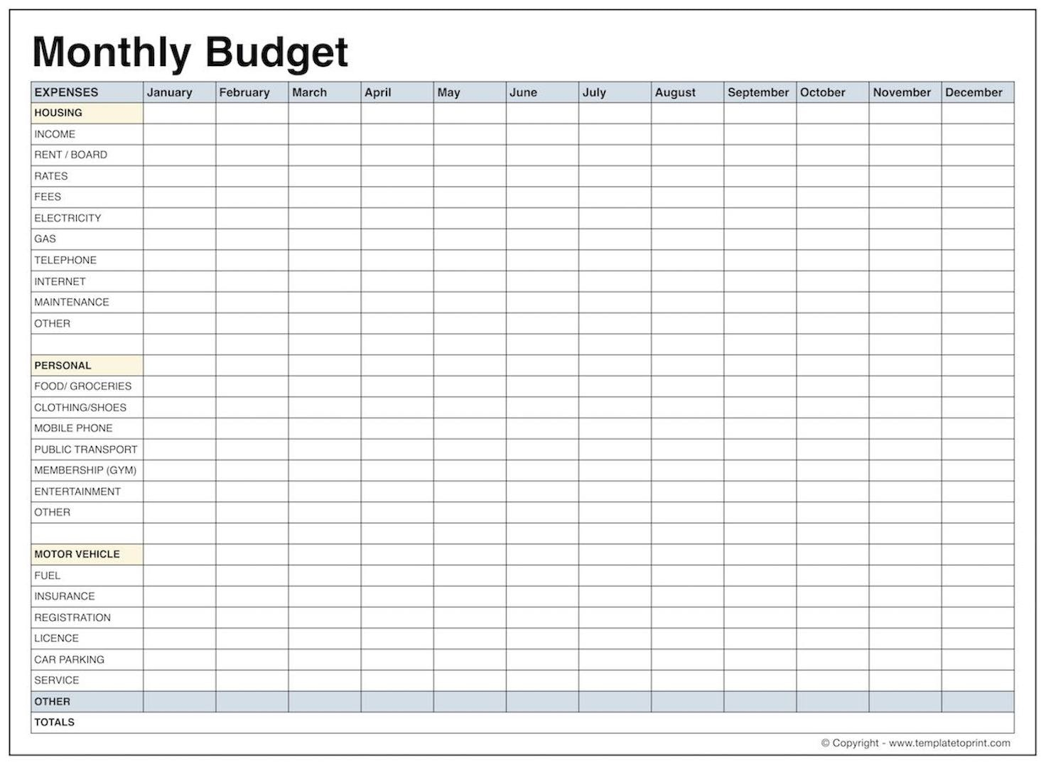 free spreadsheets for monthly expenses