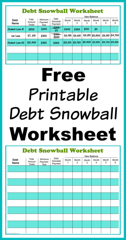 Free Get Out Of Debt Spreadsheet Throughout Free Printable Debt Snowball Worksheet Pay Down Your Debt!