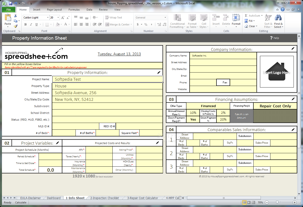 Free House Flipping Excel Spreadsheet With Regard To Download House Flipping Spreadsheet 1