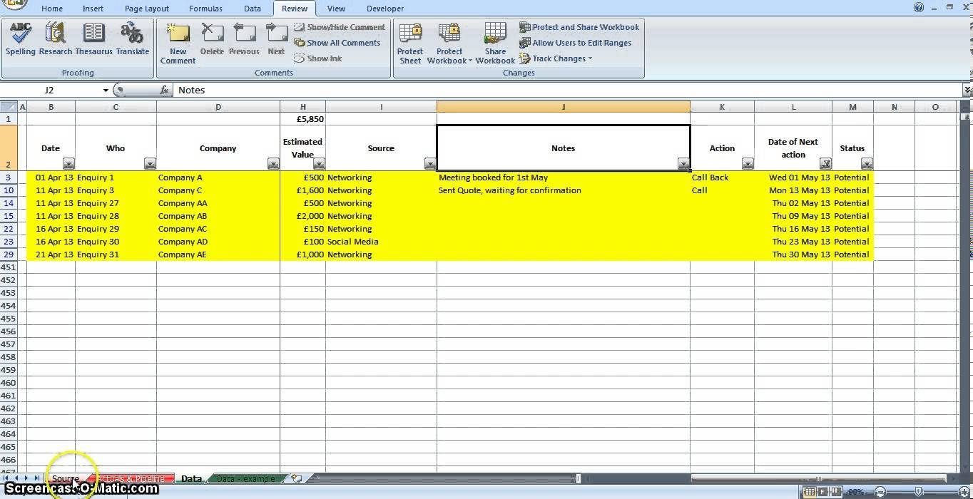 Lead Tracking Spreadsheet Template