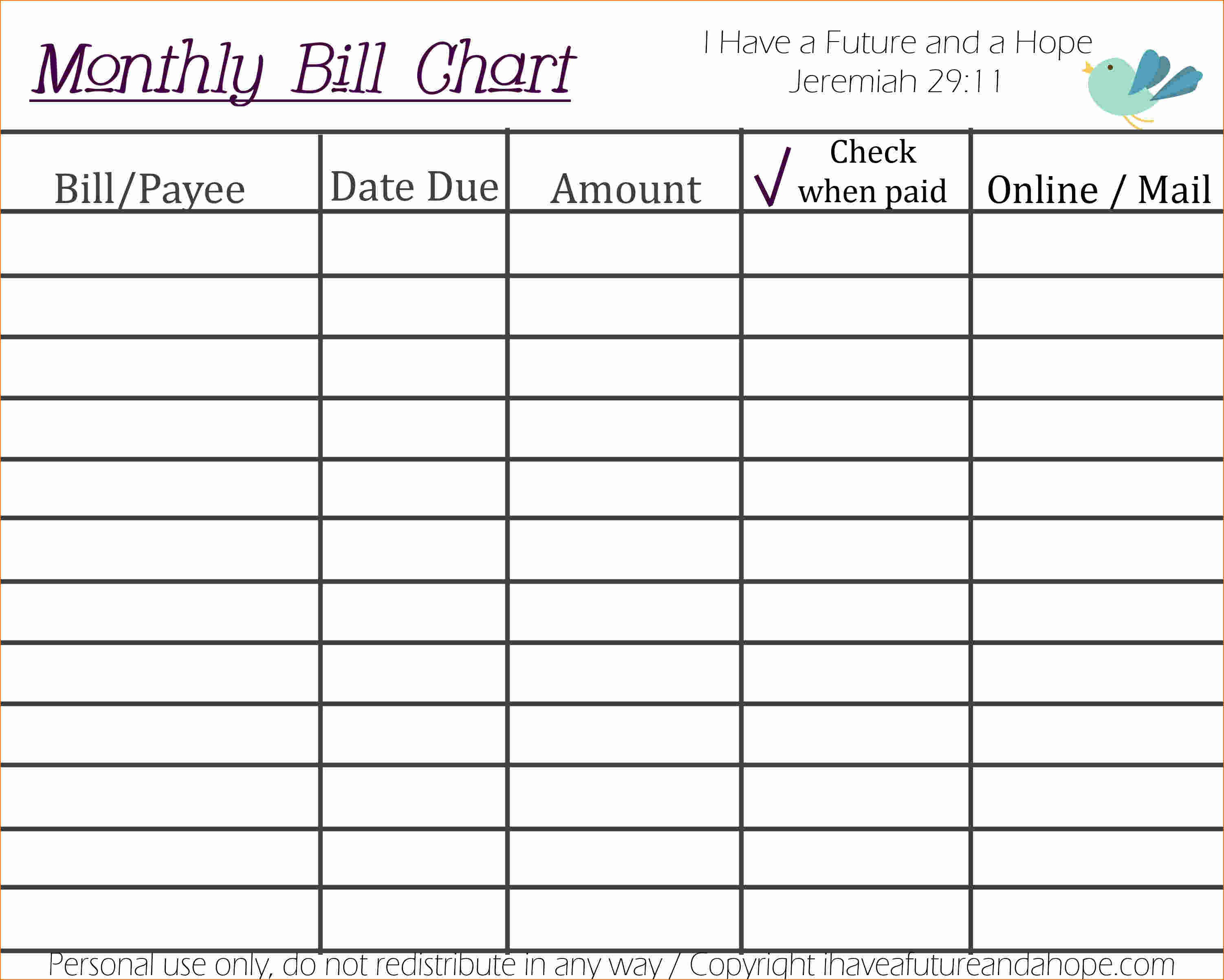 Free Monthly Bill Organizer Spreadsheet Db excel