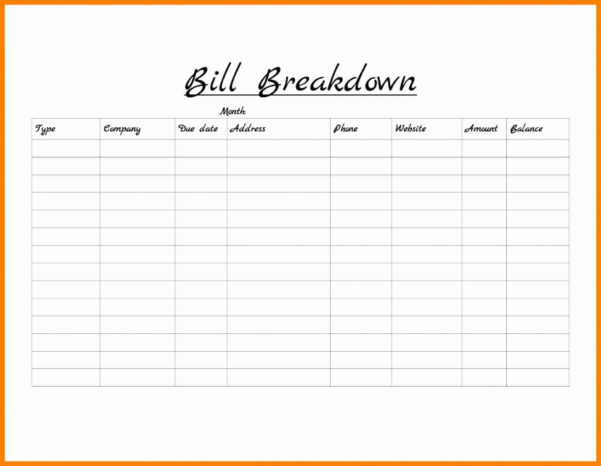 Free Monthly Bill Organizer Spreadsheet within 009 Bill ...