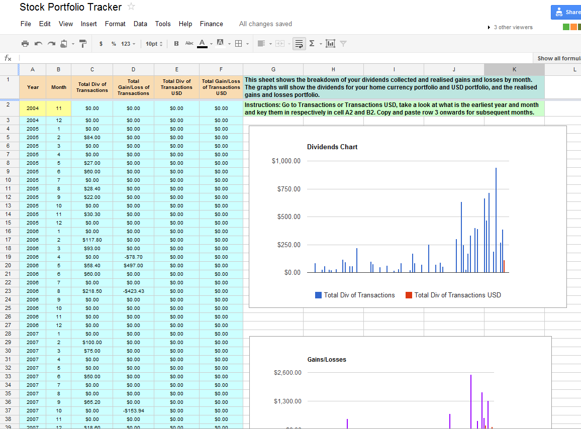 Free Online Investment Stock Portfolio Tracker Spreadsheet Within Free Online Investment Stock Portfolio Tracker Spreadsheet