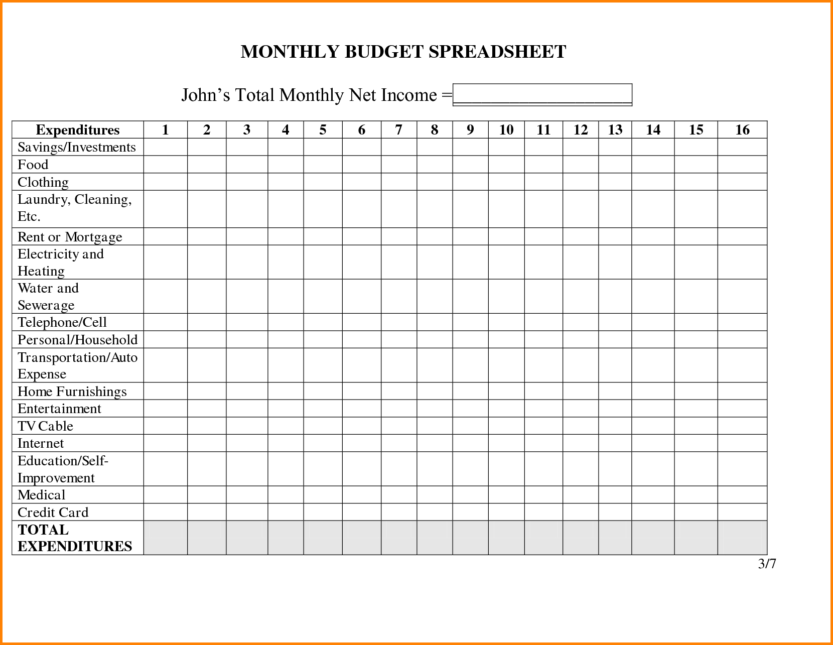 Free Printable Spreadsheet For Bills For Free Printable Monthly Bill Spreadsheet  Homebiz4U2Profit