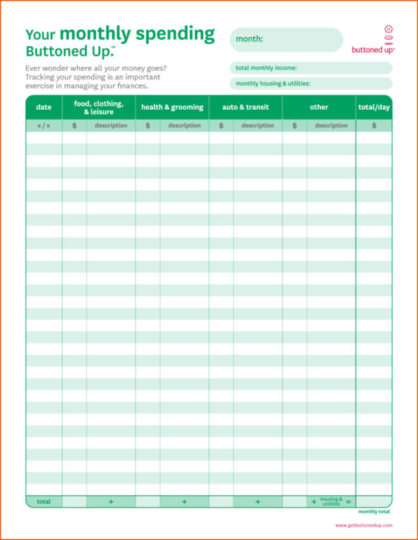 Free Printable Spreadsheet For Bills throughout Printable Monthly ...