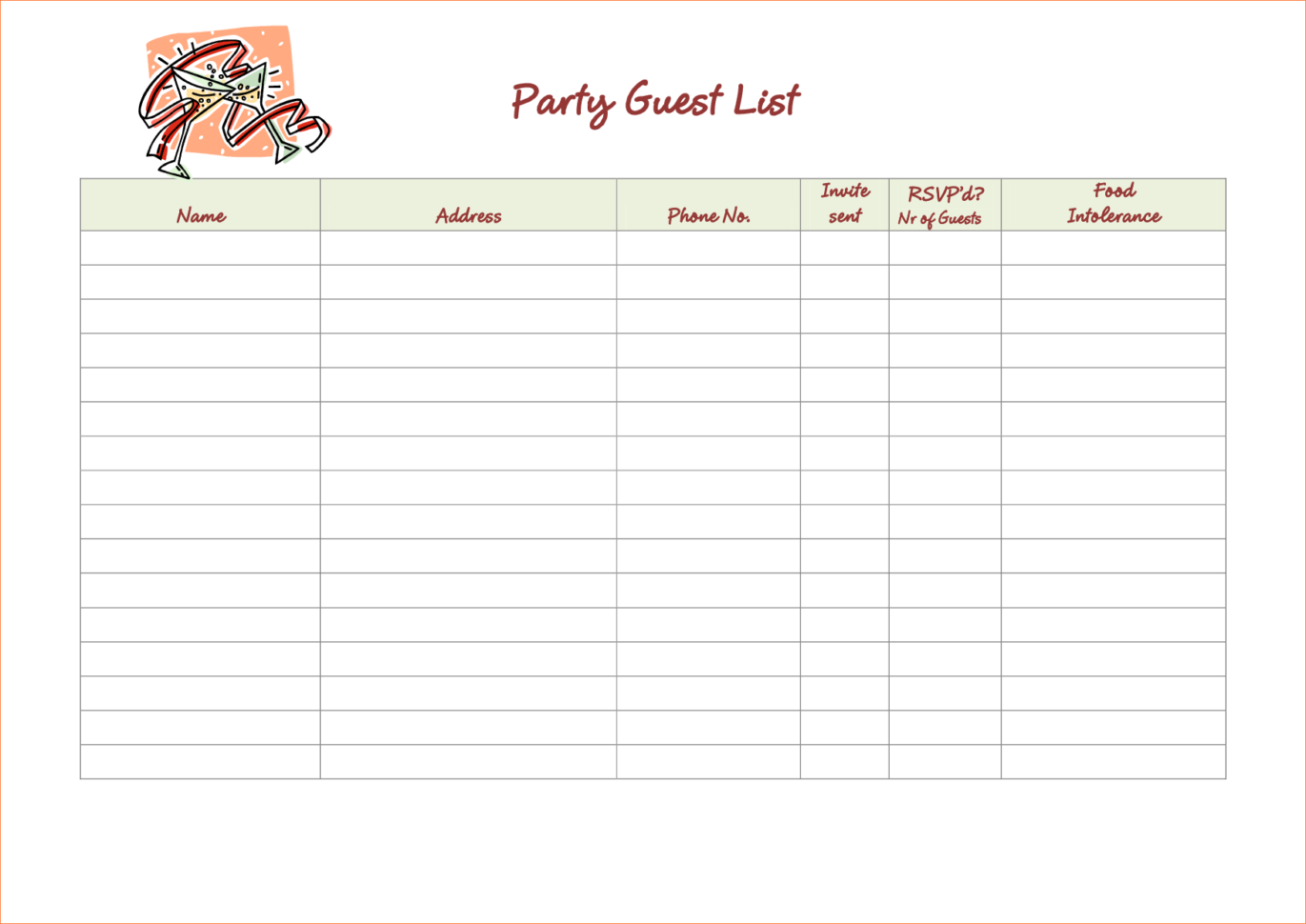 Free Printable Spreadsheet Throughout Spreadsheet Free Printable Wedding Guest List Template Sheet Form
