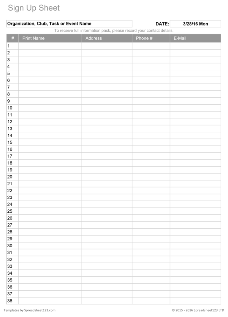 Free Printable Spreadsheet With Lines —