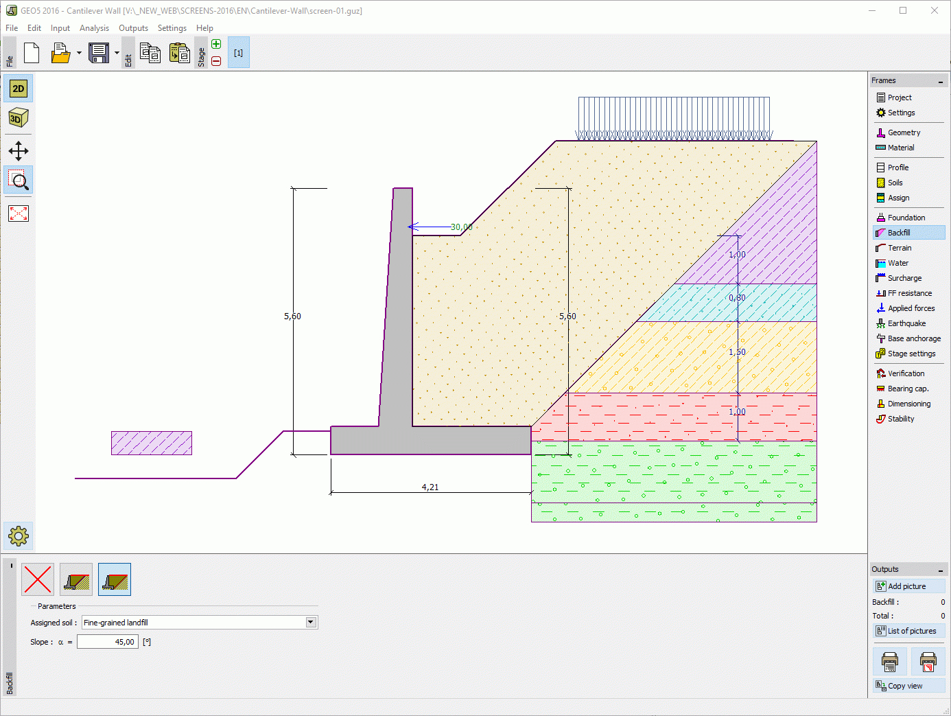 Free Retaining Wall Design Spreadsheet Pertaining To Cantilever Wall  Geotechnical Software Geo5  Fine