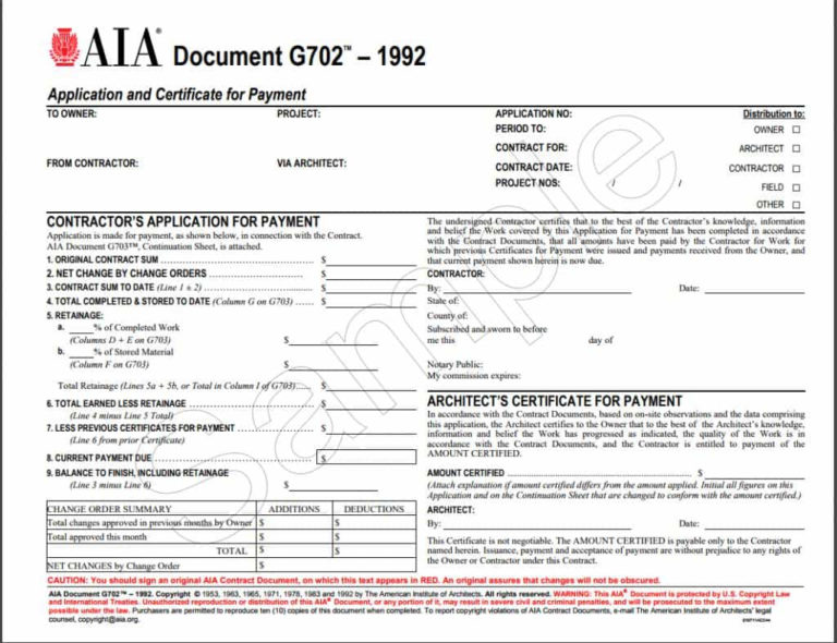 Free Spreadsheet Application intended for Aia G702 Form Blank Free And