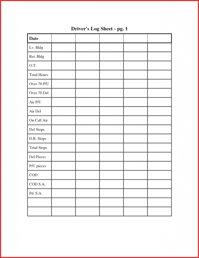 Free Taxi Driver Spreadsheet Pertaining To Driver Daily Log Sheet Template With Fleet Maintenance Spreadsheet