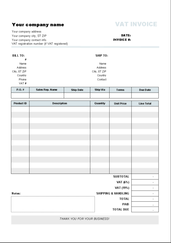 Free Vat Spreadsheet Template inside Download Construction Invoice ...