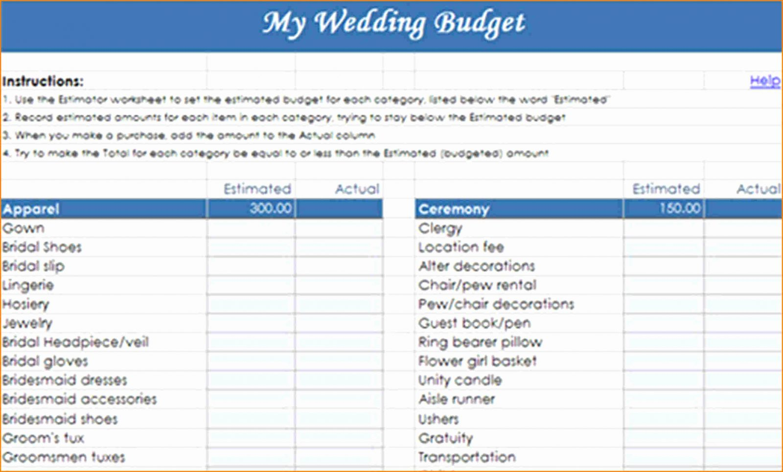Free Wedding Budget Spreadsheet Pertaining To Wedding Budget Worksheet Template Planner Example Of Spreadsheet