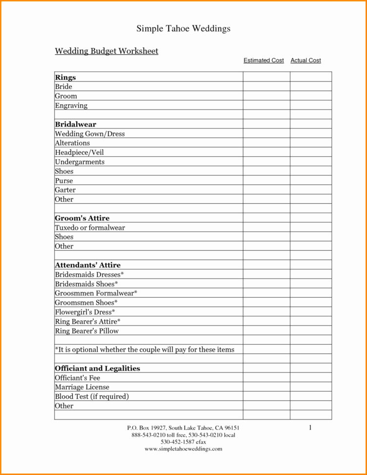 Free Wedding Spreadsheet Intended For Wedding Budget Worksheet Template Planner Example Of Spreadsheet