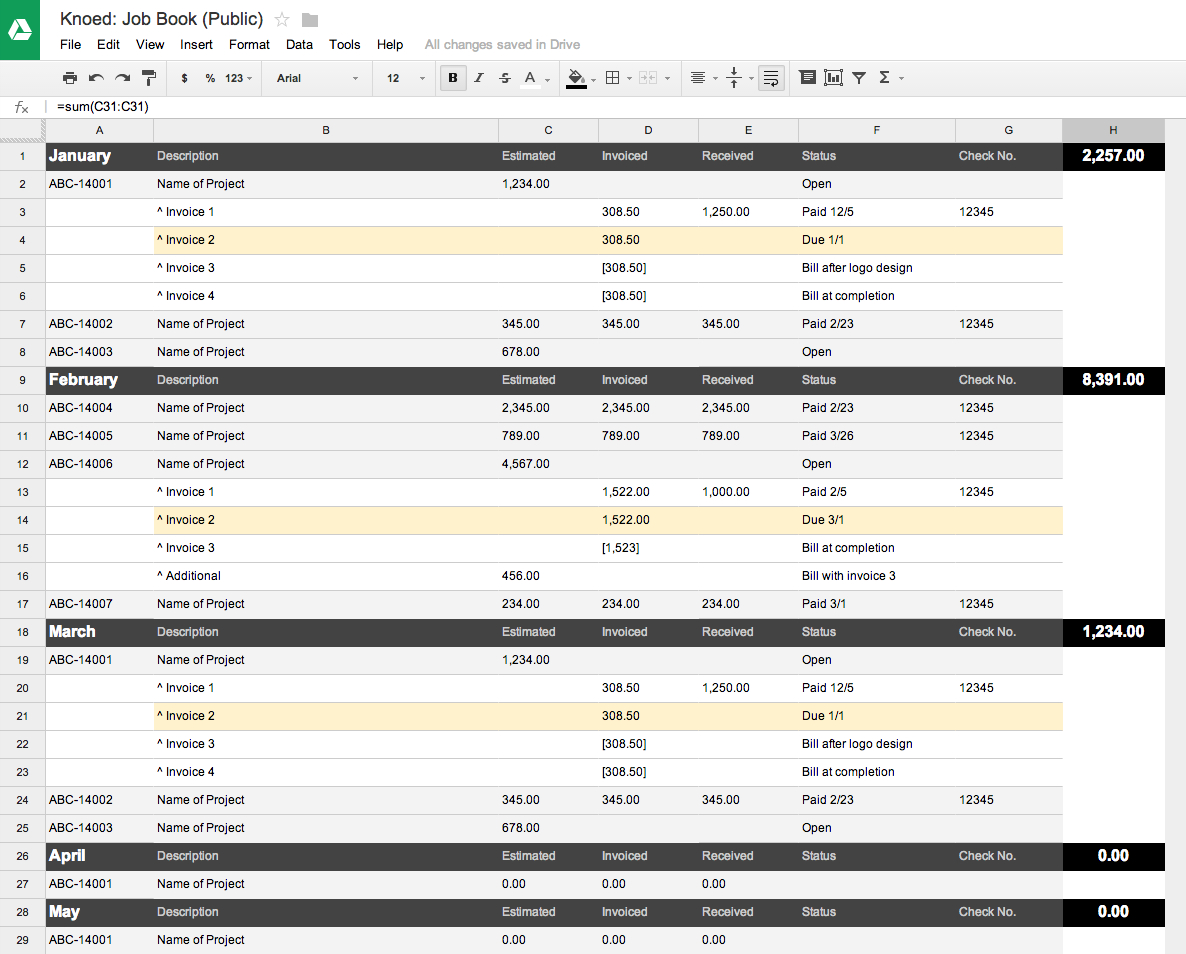 Freelance Spreadsheet Work Pertaining To Job Book: A Way For Designers To Organize Project Finances