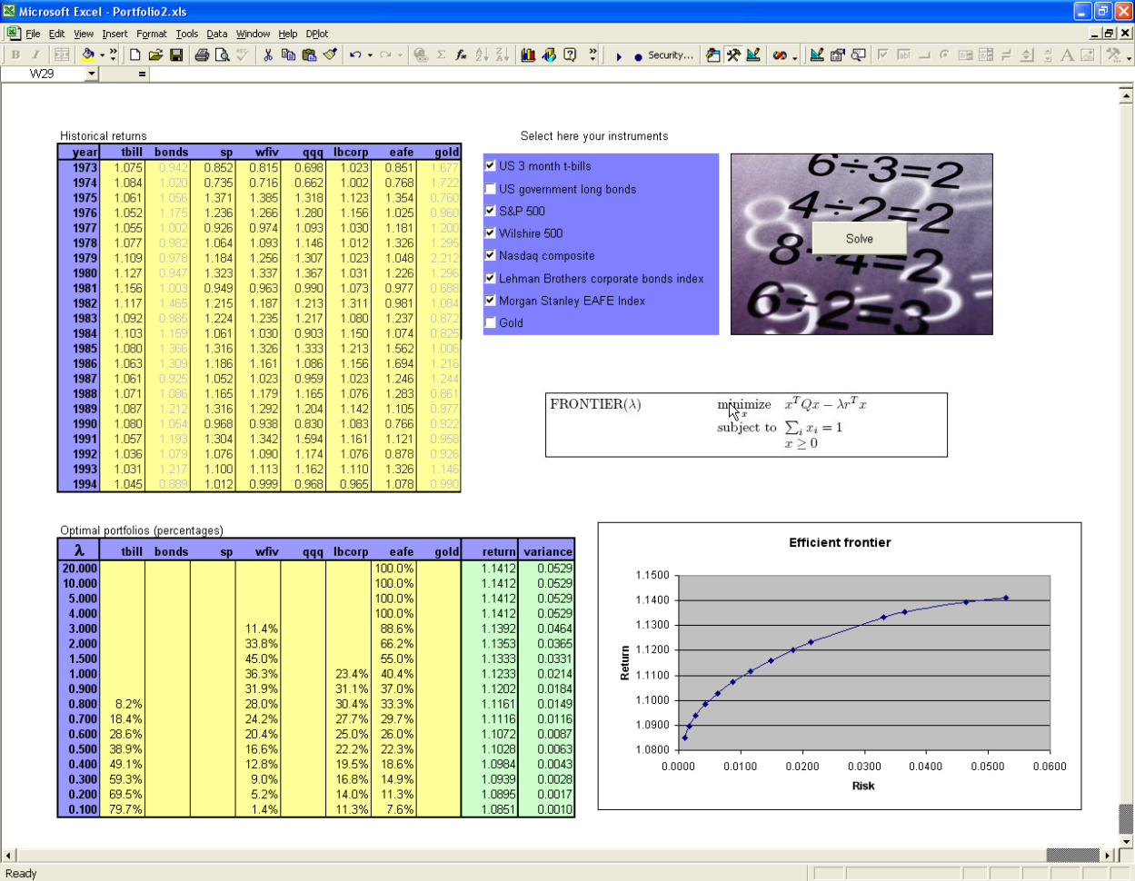 Front End For Excel Spreadsheet Pertaining To Packaging Optimization Applications