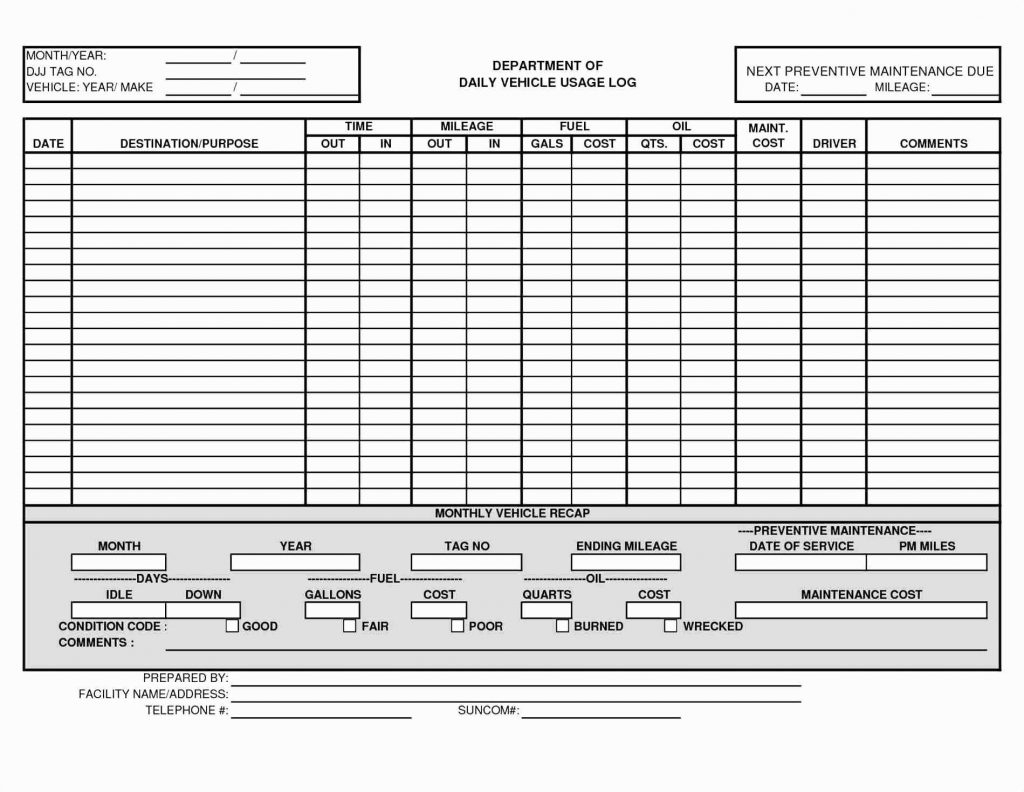 Fuel Log Excel Spreadsheet With Regard To Preventive Maintenance Spreadsheet Excel Download Template Invoice
