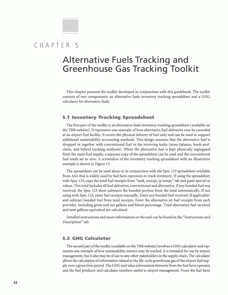 Fuel Tracking Spreadsheet Within Chapter 5  Alternative Fuels Tracking And Greenhouse Gas Tracking