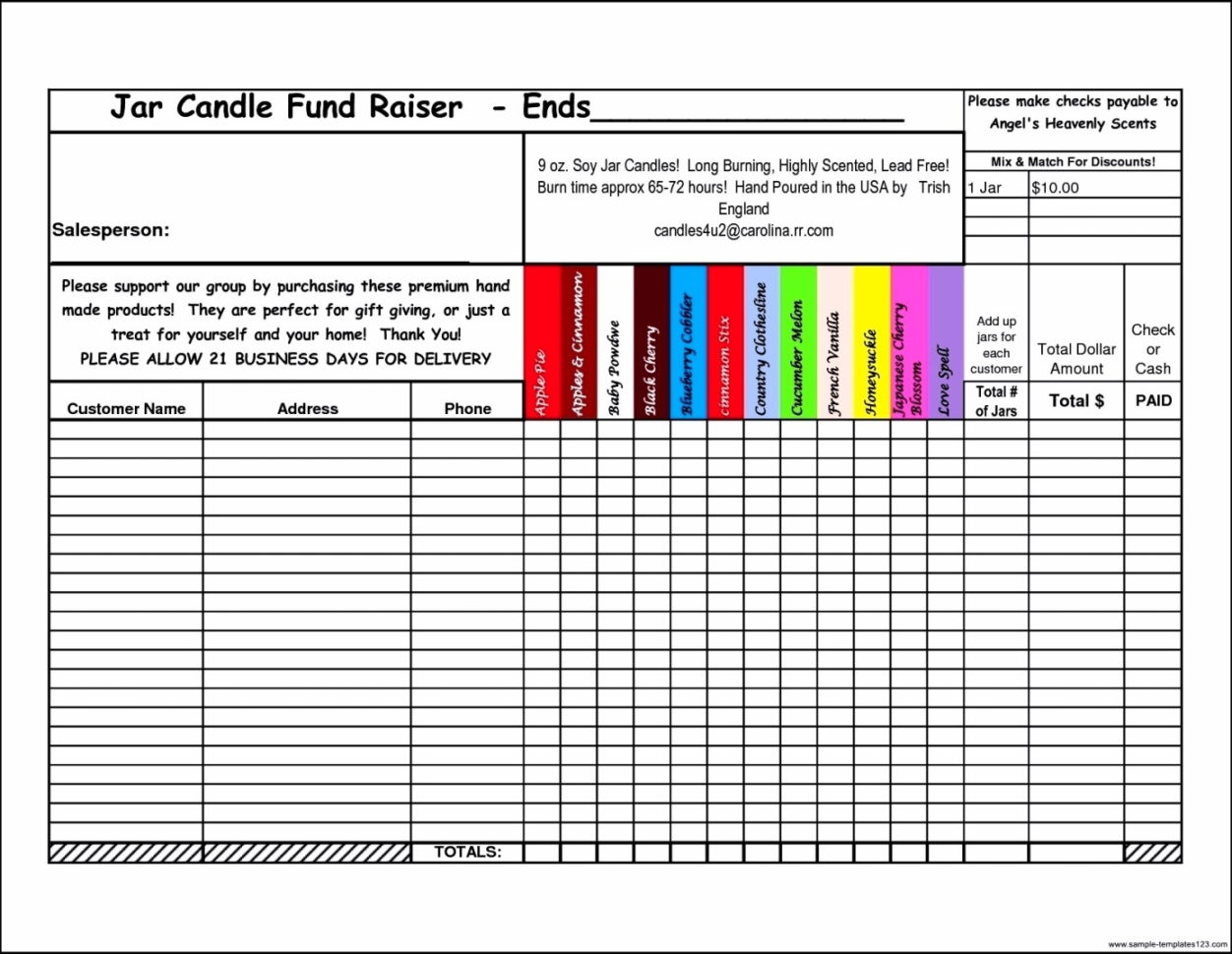 Fundraising Spreadsheet Excel —