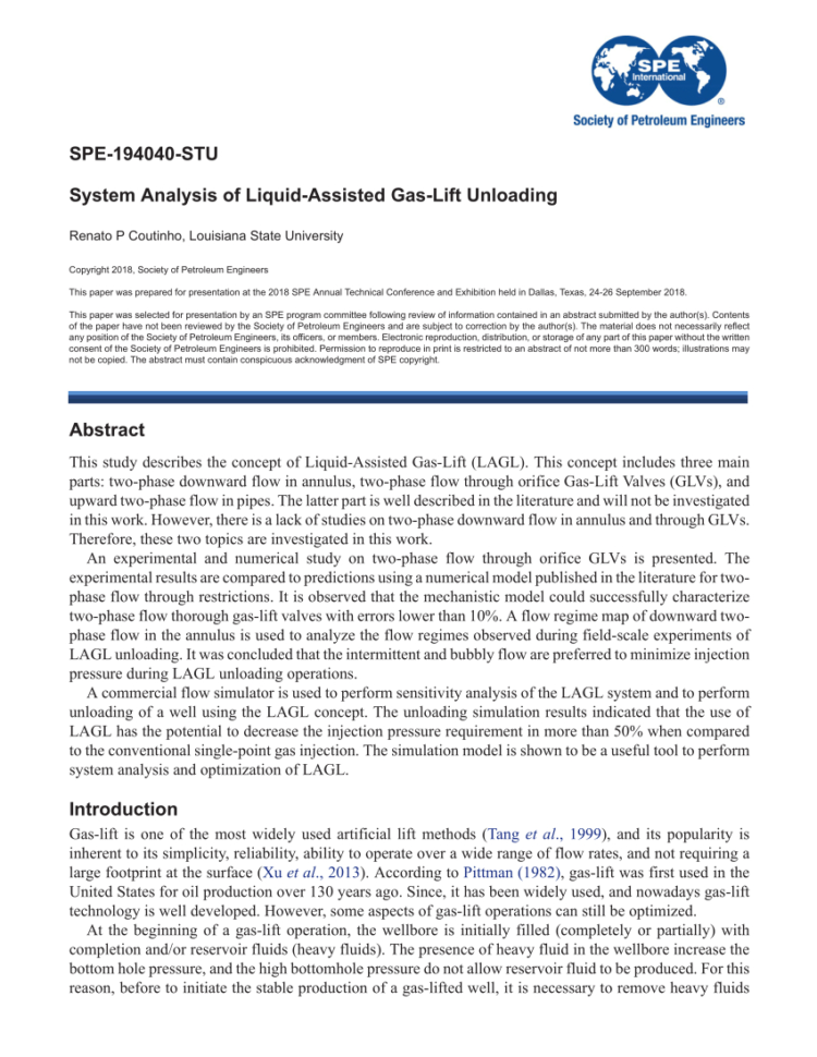 Gas Lift Design Spreadsheet Regarding Gaslift Unloading And Operating Simulation As Applied To Mandrel