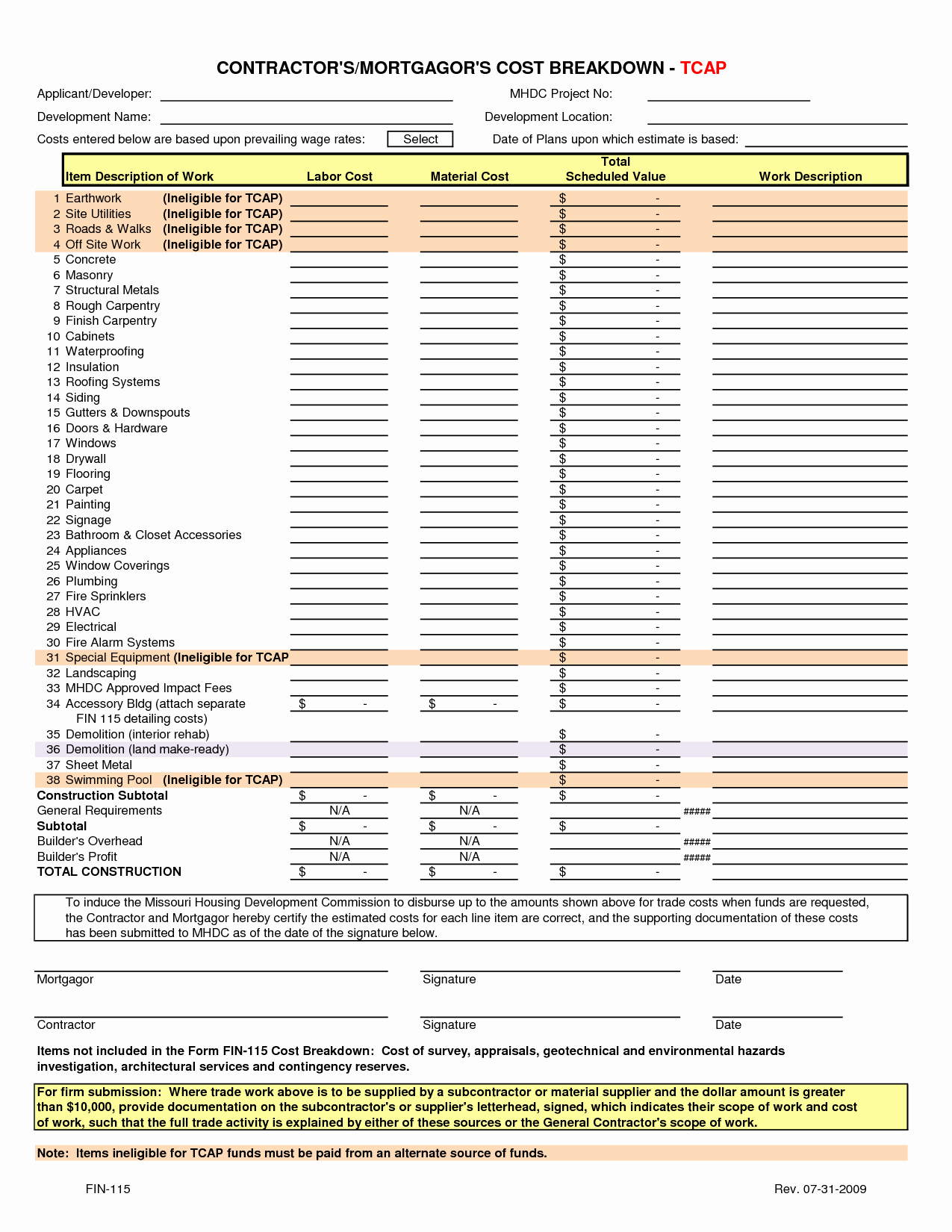 General Contractor Estimating Spreadsheet pertaining to Building Cost