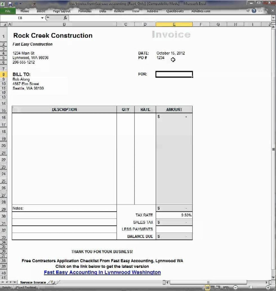 Generate Invoice From Excel Spreadsheet Intended For Create Invoices From Excel Spreadsheet And Invoice Generator Excel
