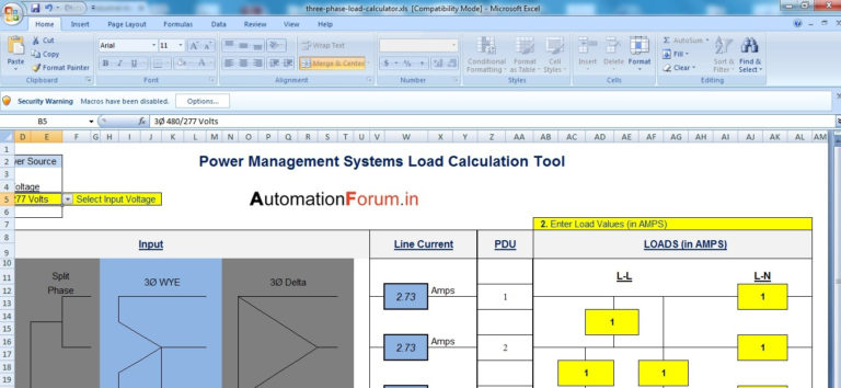 Generator Wattage Calculator Spreadsheet with regard to 3 Phase Load