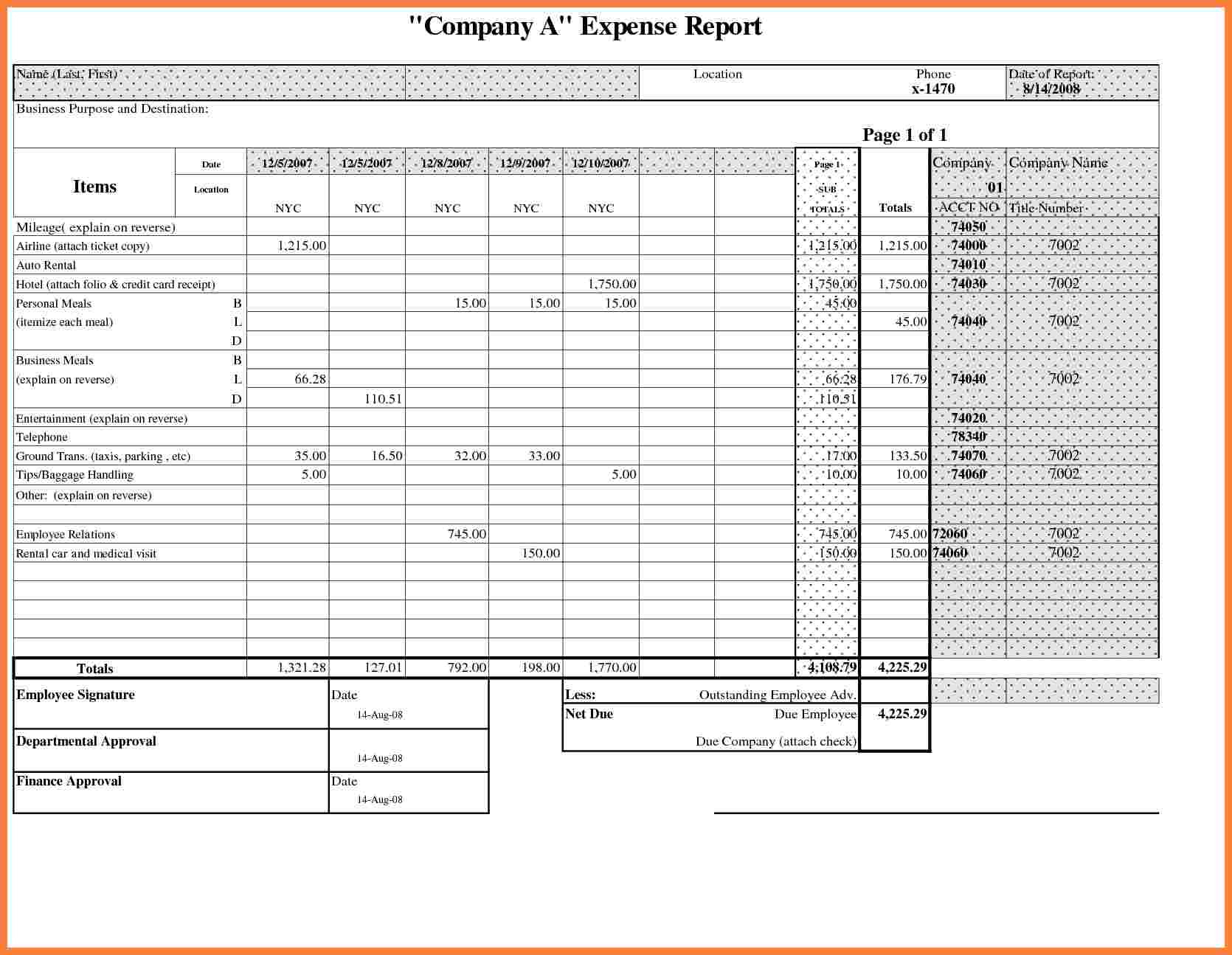 Generic Spreadsheet With Excel Expense Template – Excels Download