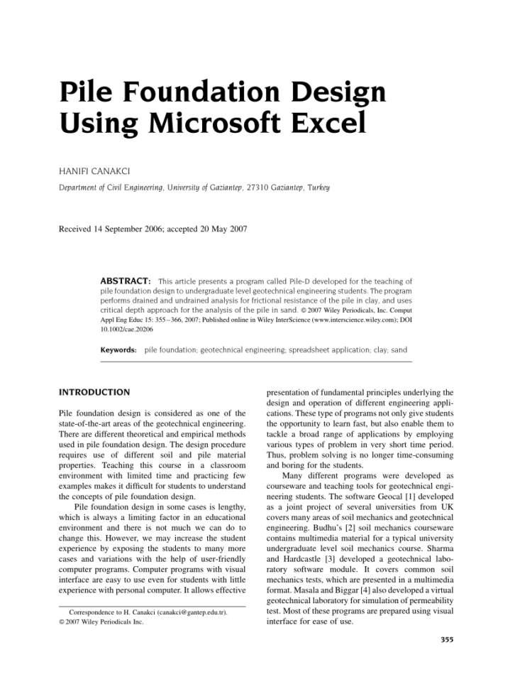Geotechnical Excel Spreadsheets With Regard To Pdf Pile Foundation Design Using Microsoft Excel