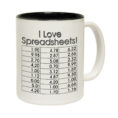 Gifts For Spreadsheet Geeks For I Love Spreadsheets Tea Coffee Mug Novelty Accountant Boss Joke