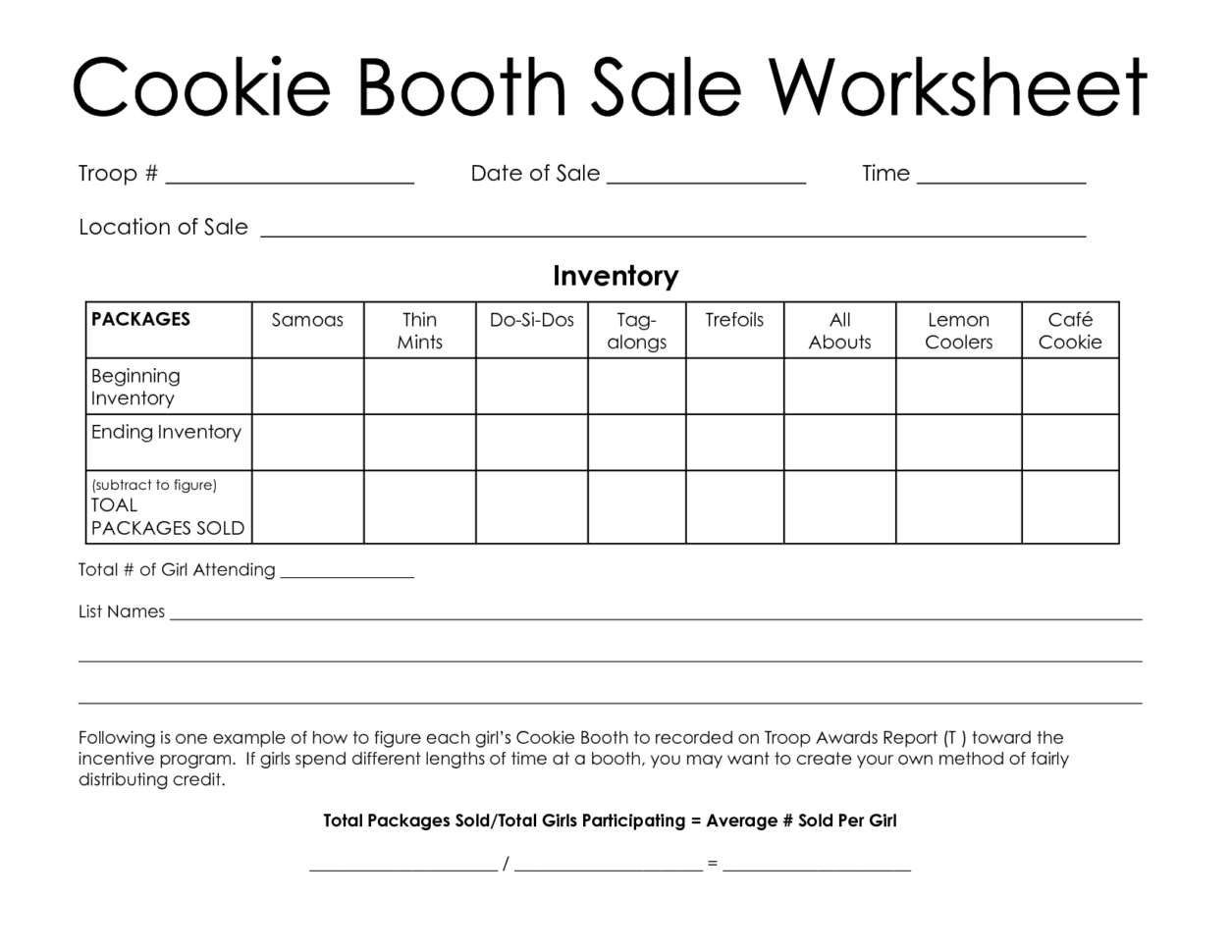Girl Scout Spreadsheet With Regard To Girl Scout Cookies Tracking Spreadsheet Sheet Booth Worksheet