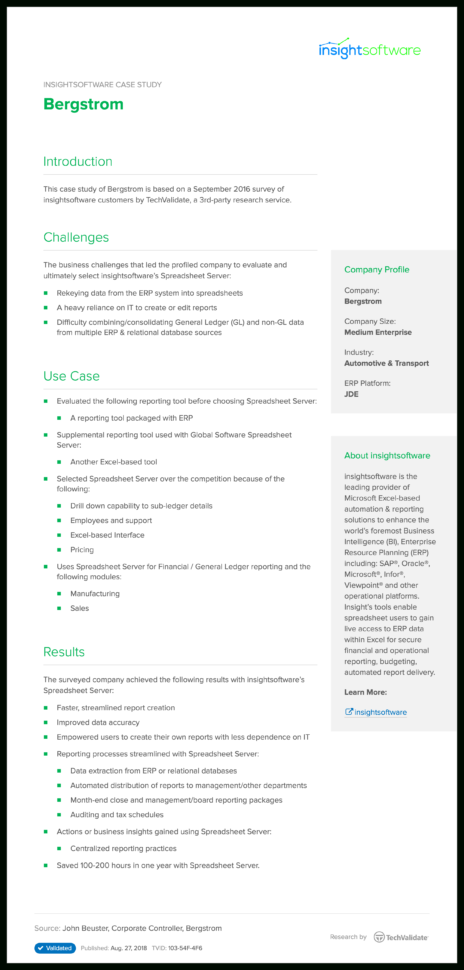 Global Software Inc Spreadsheet Server With Regard To Insightsoftware Bergstrom Techvalidate Global Software Inc Spreadsheet Server With Regard To Insightsoftware Bergstrom Techvalidate