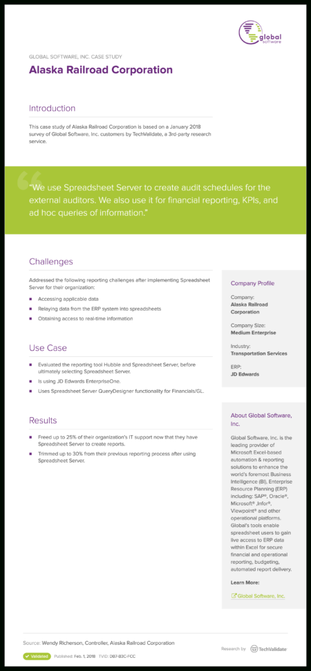 Global Software Spreadsheet Server Intended For Insightsoftware Alaska Railroad Corporation Techvalidate Global Software Spreadsheet Server Intended For Insightsoftware Alaska Railroad Corporation Techvalidate