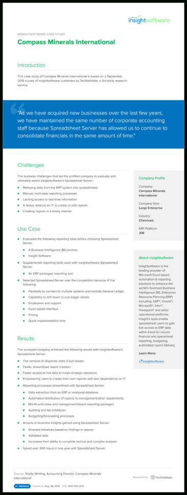 Global Software Spreadsheet Server Manual With Insightsoftware Compass Minerals International  Techvalidate