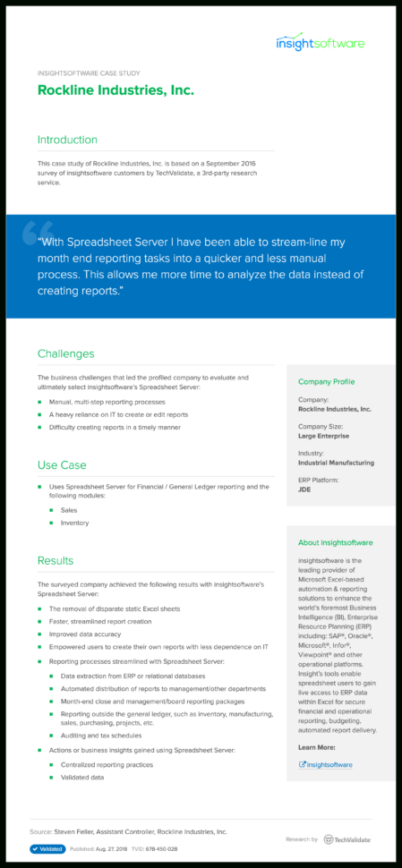 Global Software Spreadsheet Server Manual With Regard To Insightsoftware Rockline Industries, Inc.  Techvalidate