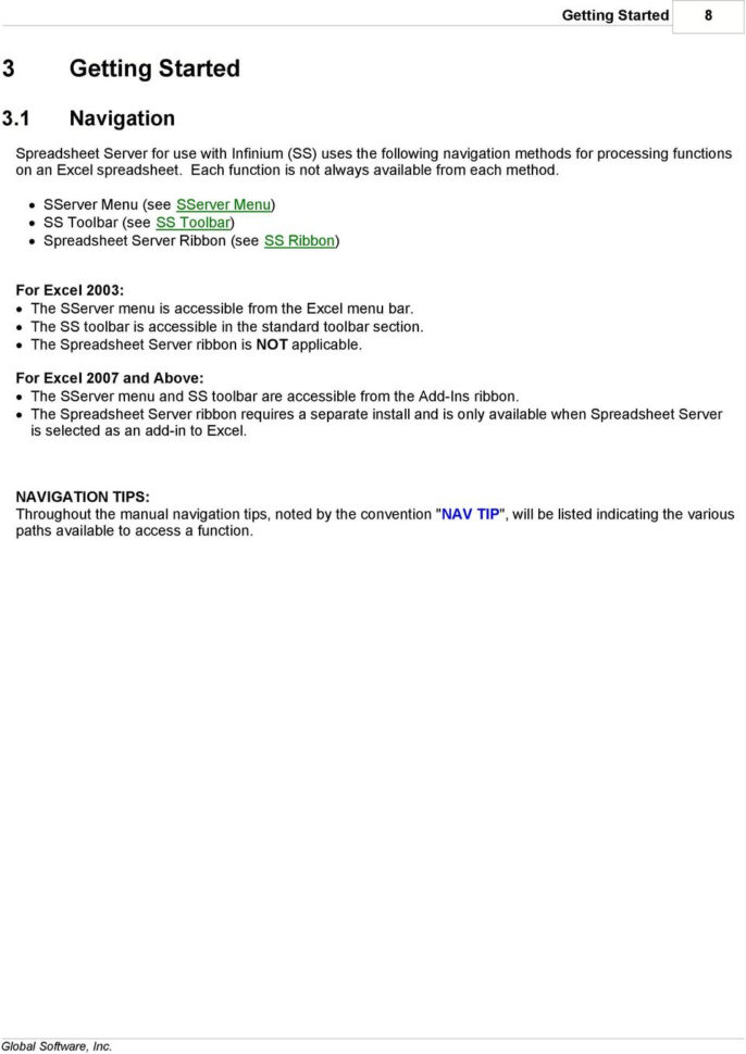 Global Software Spreadsheet Server Regarding Global Software, Inc.'s Spreadsheet Server For Use With Infinium