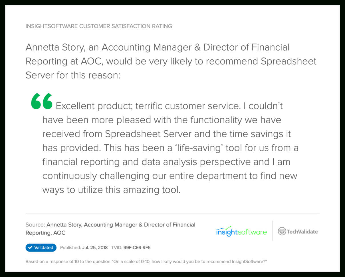 Global Spreadsheet Server With Insightsoftware Techfact: Insightsoftware Customer Satisfaction