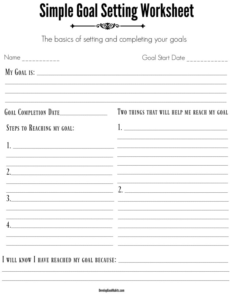 Goal Setting Spreadsheet Template Download Inside 4 Free Goal Setting Worksheets – Free Forms, Templates And Ideas To