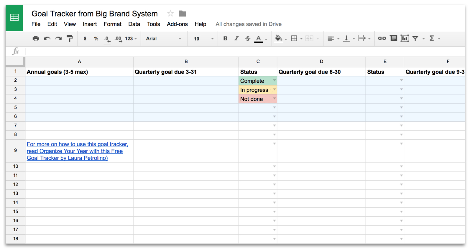Goals Spreadsheet In Organize Your Year With This Free Goal Tracker