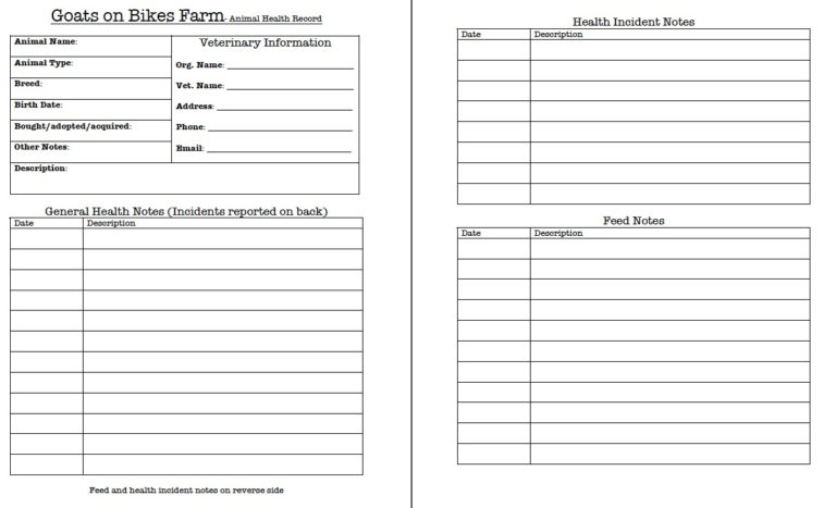 Goat Record Keeping Spreadsheet within Livestock Health Record ...