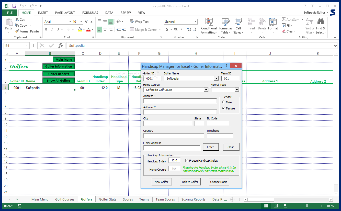 Golf Handicap Spreadsheet Free Regarding Download Handicap Manager For Excel 6.03